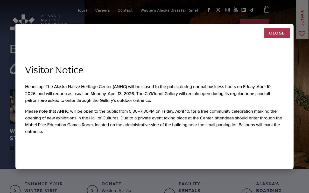 Alaska Native Heritage Center in Anchorage Alaska showing the cultural center building and grounds