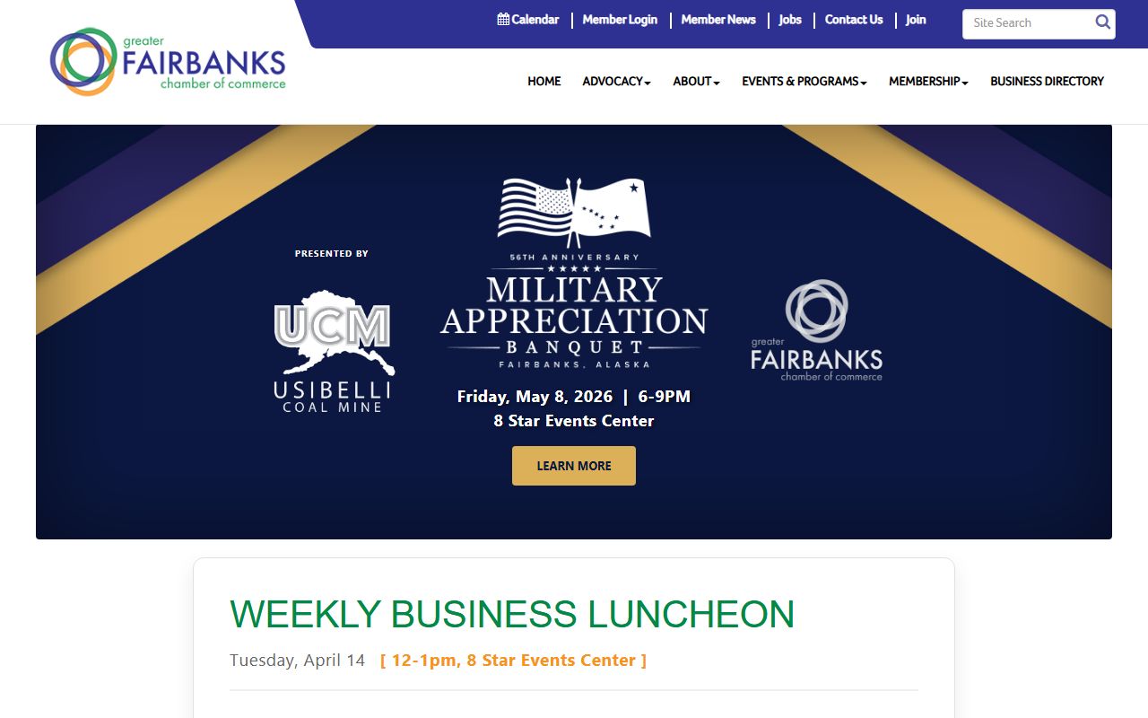 Fairbanks Chamber of Commerce in Alaska serving the Fairbanks North Star Borough area including Farmers Loop community