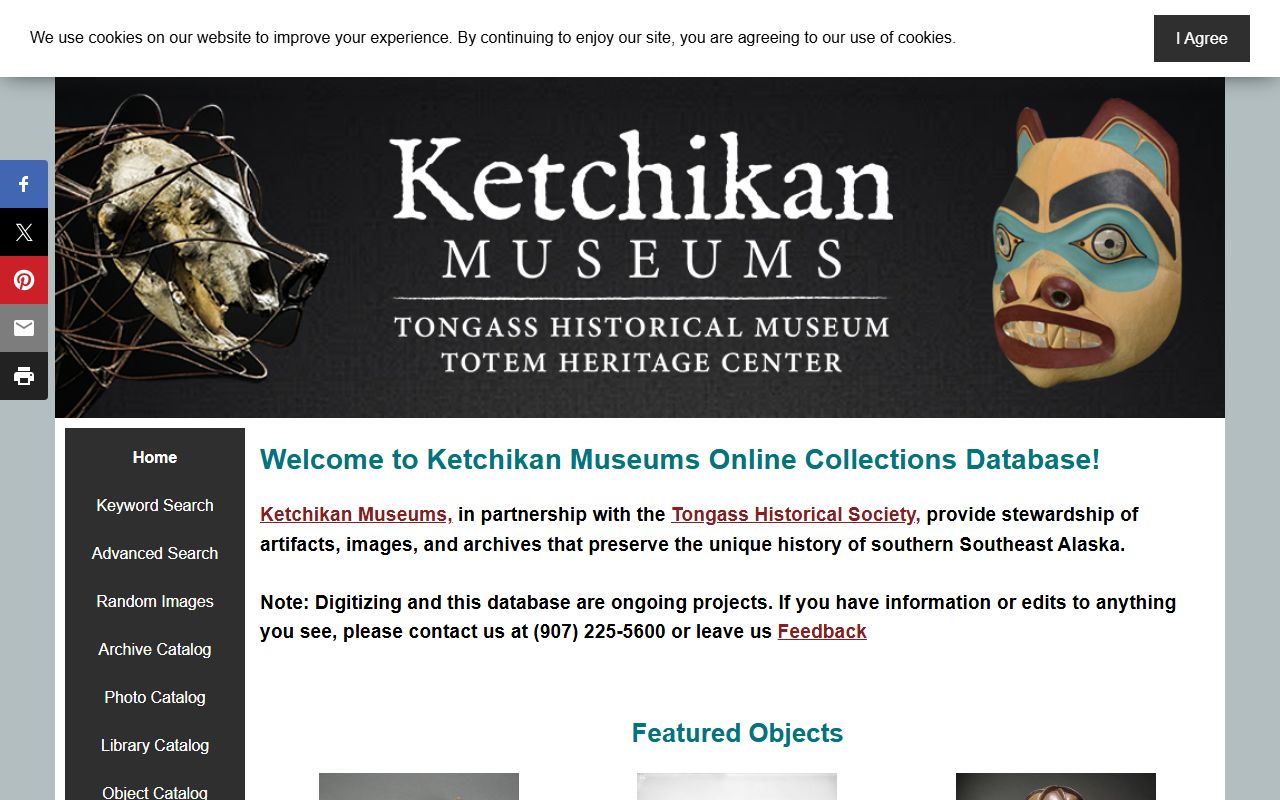 Ketchikan Museums Online Collections database showing searchable genealogy records for Ketchikan Alaska