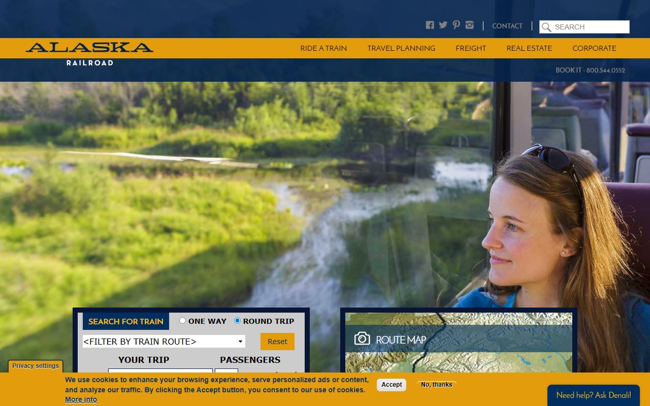 Alaska Railroad historic route through Denali Borough