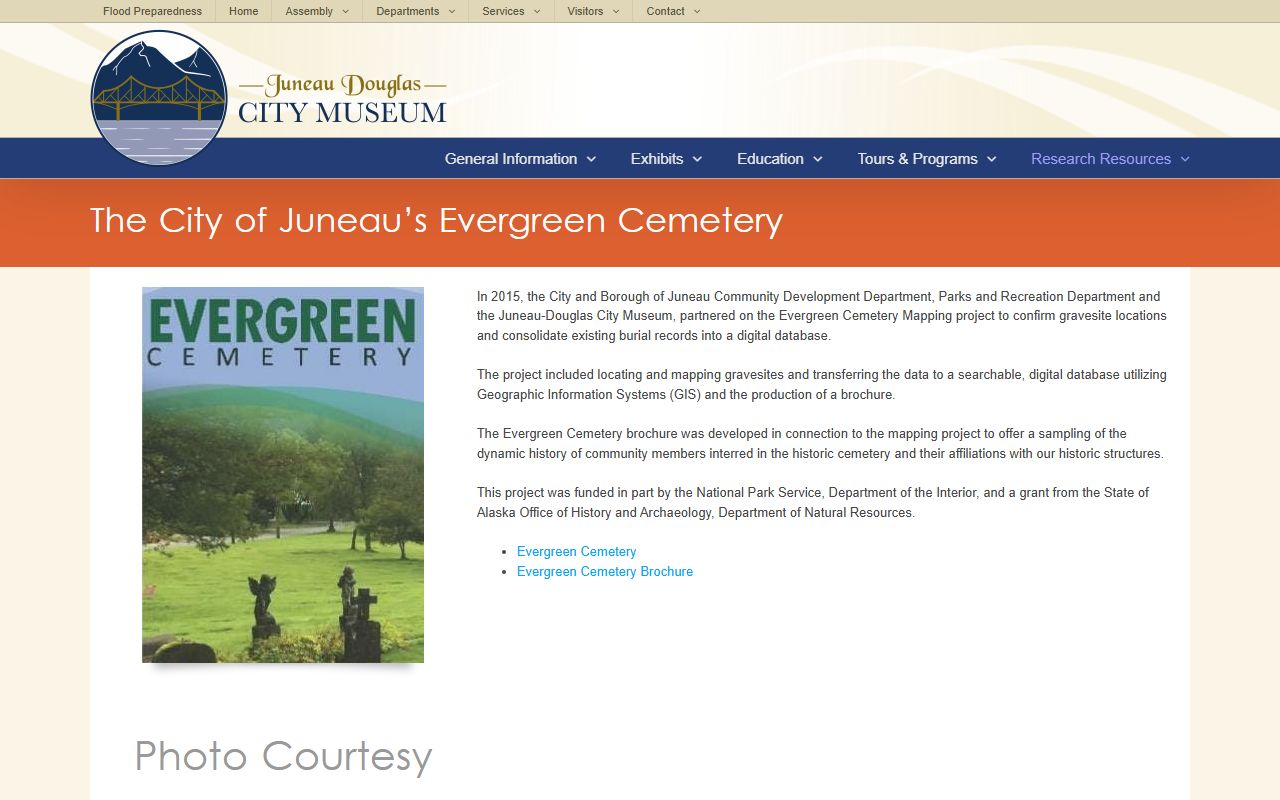 Evergreen Cemetery in Juneau, Alaska, with a searchable online database for genealogy research