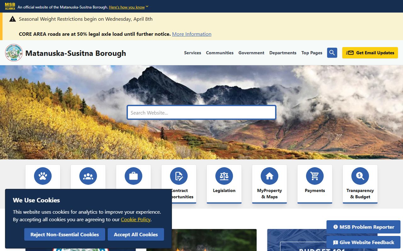 Matanuska-Susitna Borough government portal for records research