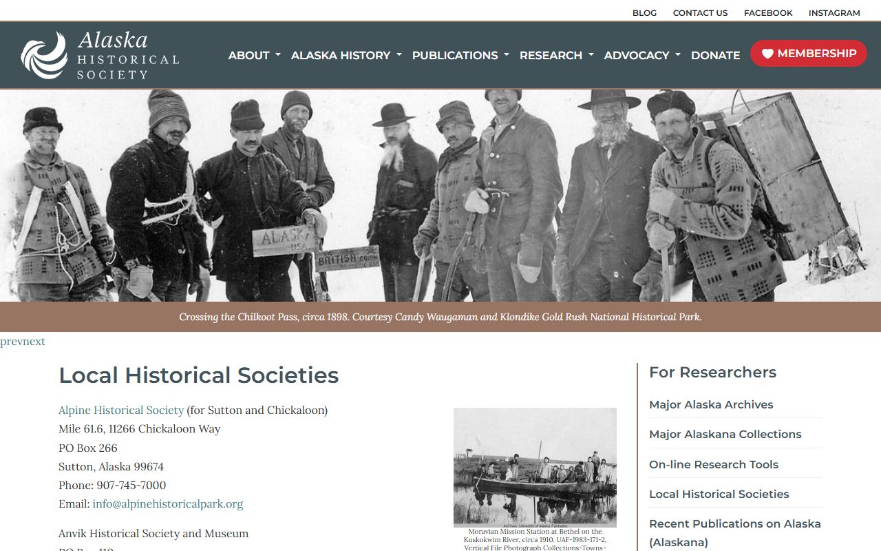Wasilla-Knik Historical Society genealogy records and Knik community documents
