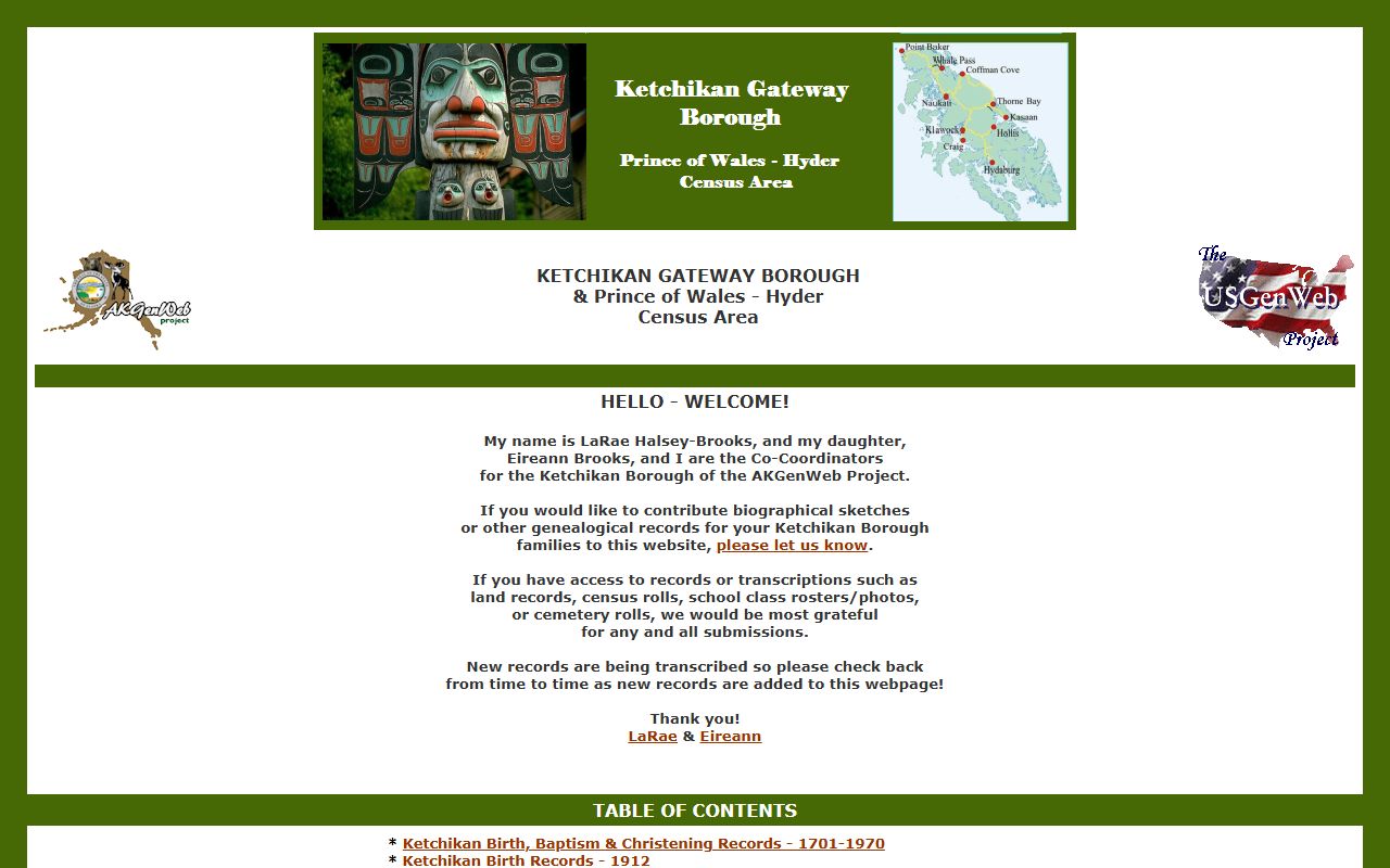 AKGenWeb Prince of Wales-Hyder Census Area genealogy records and indexes