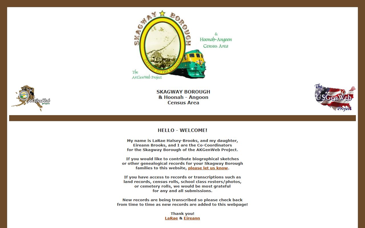 AKGenWeb Skagway genealogy resources and records index