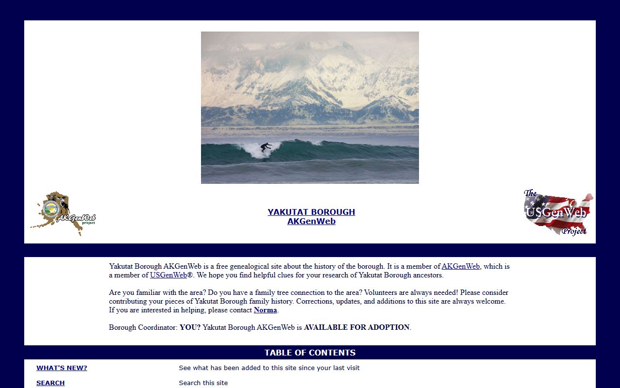AKGenWeb Yakutat genealogy resources and records index