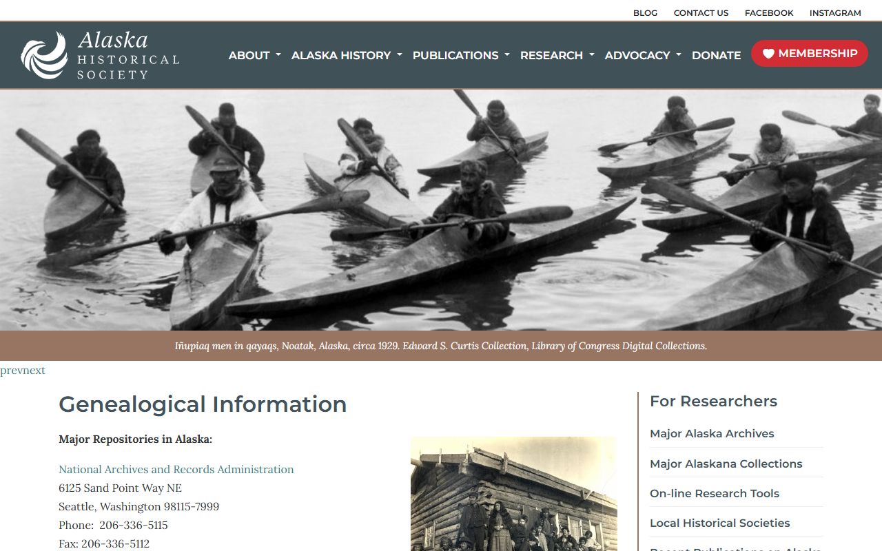 Alaska Historical Society genealogical societies directory
