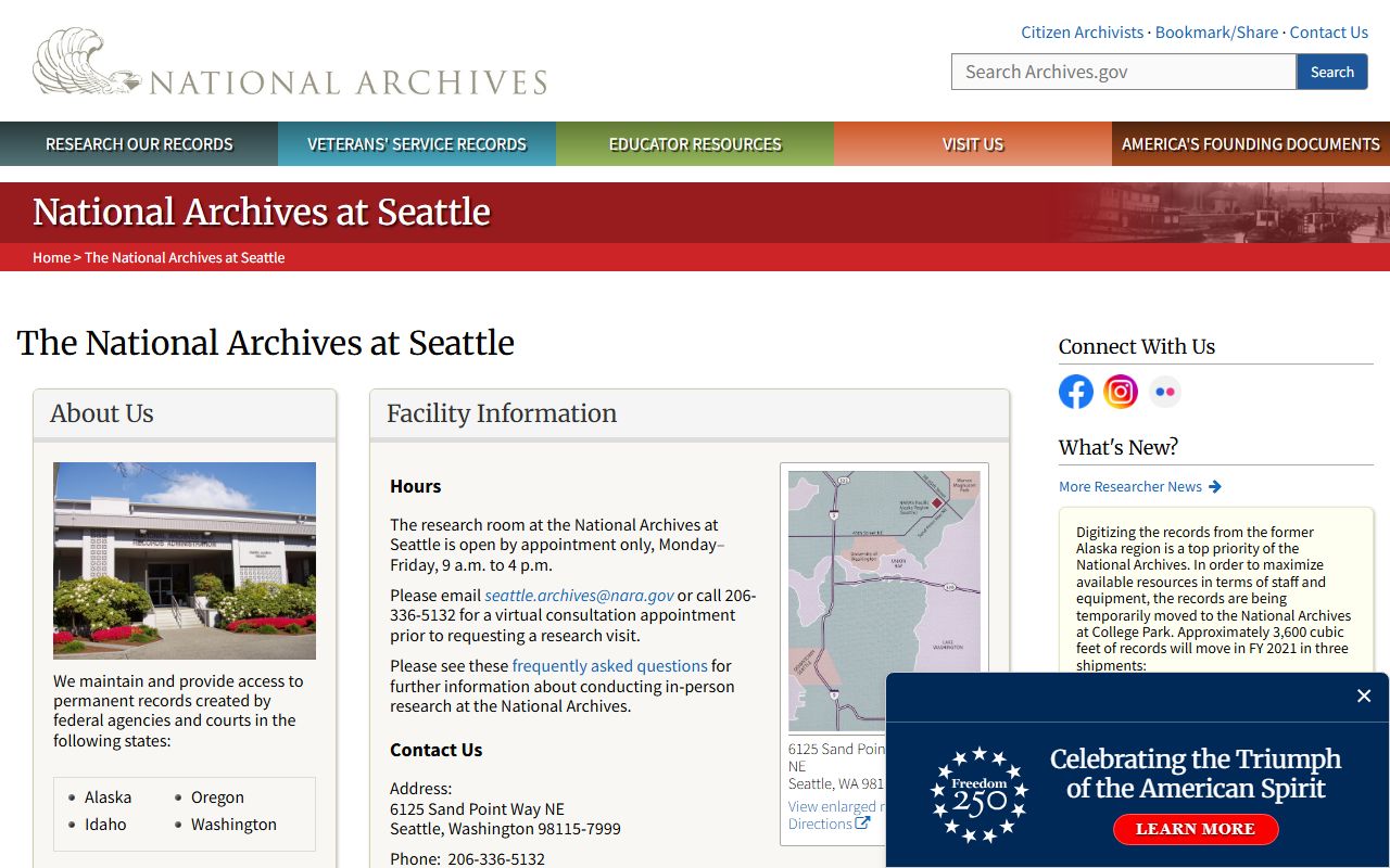 National Archives at Seattle Alaska federal records
